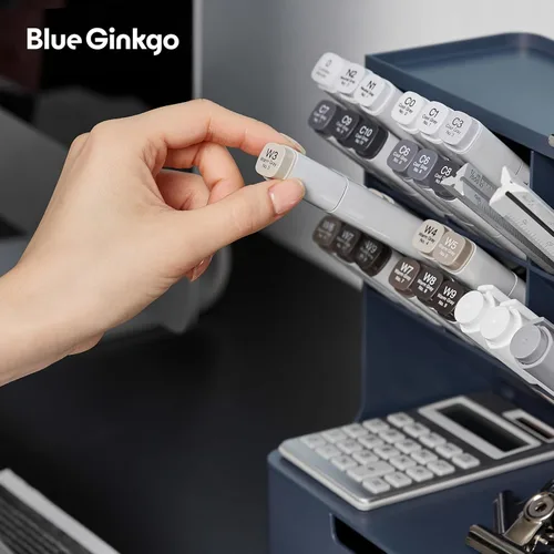 Miniatura 5 de BLUE GINKGO Organizador de escritorio Hive – Organizador vertical de 6 compartimentos, almacenamiento de cajón completo – Porta bolígrafos que Azul