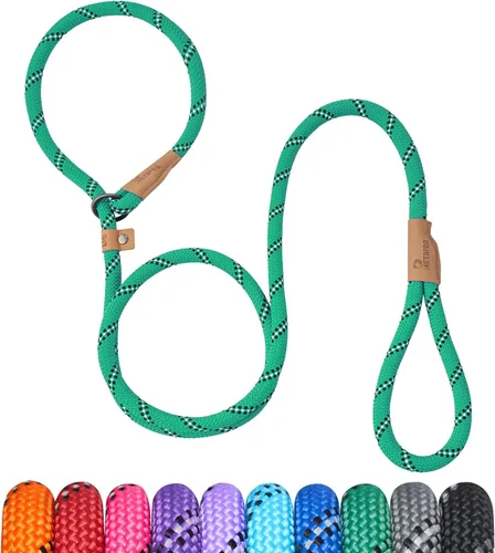 Miniatura 10 de Correa deslizante de 5 pies para perro, correa de cuerda resistente para perros pequeños, medianos y grandes, correa de entrenamiento sin tirones