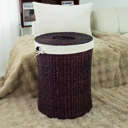 Miniatura 9 de Furnnylane Cesta de mimbre tejida a mano con tapa, 20 galones (75 L) Cesta grande para lavandería con forro extraíble para lavandería y decoración