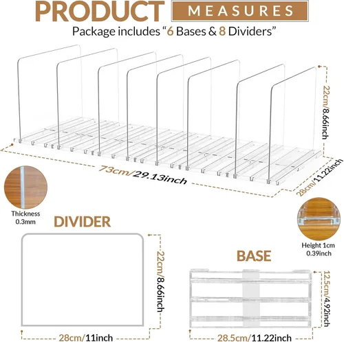 Miniatura 4 de Organizador de bolsas y bolsos ajustables para clóset Divisores de estantes transparentes para organización del armario, separador vertical