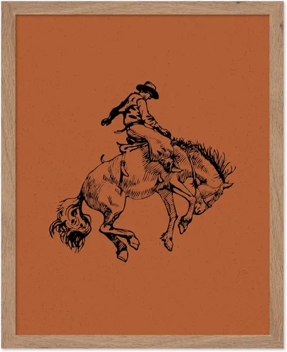 Miniatura 75 de Poster Master Póster de Rodeo marrón – Estampado retro de vaquero sobre caballo – Arte de vaquero – Arte occidental – Arte del salvaje oeste