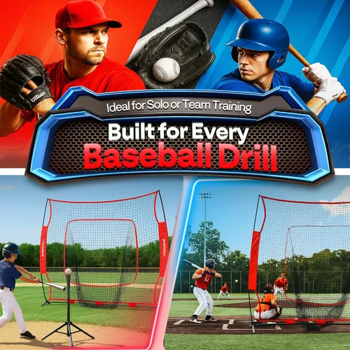 Miniatura 6 de VIVOHOME Baseball Softball Batting Net - 7x7 Ft Baseball Backstop, Softball Practice Net for Hitting, Pitching, Throwing with Batting Tee and Carry