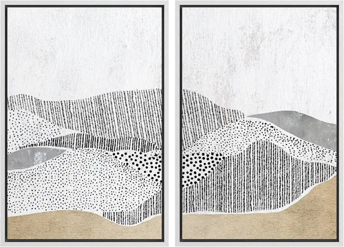 Miniatura 82 de SIGNWIN Lienzo enmarcado para pared, ilustraciones abstractas texturizadas en tonos beige terrosos, arte moderno, decorativo, contemporáneo