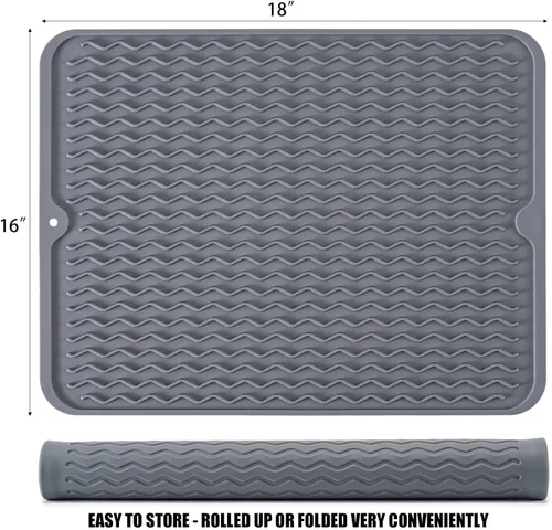 Miniatura 2 de Tapete de silicona para secar platos, antideslizante, fácil de limpiar, tapete escurridor de platos grande resistente al calor para encimera