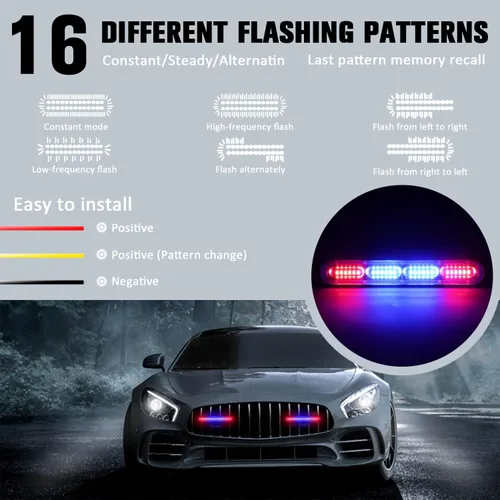 Miniatura 4 de DIBMS 4 luces LED estroboscópicas intermitentes de emergencia, color rojo, azul, rojo, montaje en superficie, impermeable, barra de luz