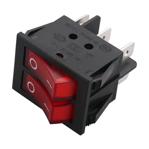 Miniatura 7 de Baomain - Pack de 2 interruptores basculantes duales con luz roja, encendido/apagado DPDT de 6 pines, 16 A/250 V CA, 16 A/125 V CA, listado UR VDE