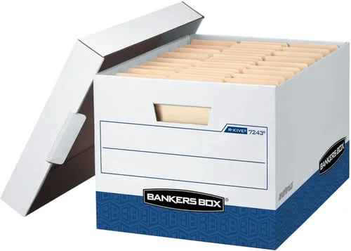 Fellowes Bankers Box - Paquete de 20 cajas de almacenamiento de archivos resistentes con tapas, montaje de plegado rápido, carta/legal, (0724314)