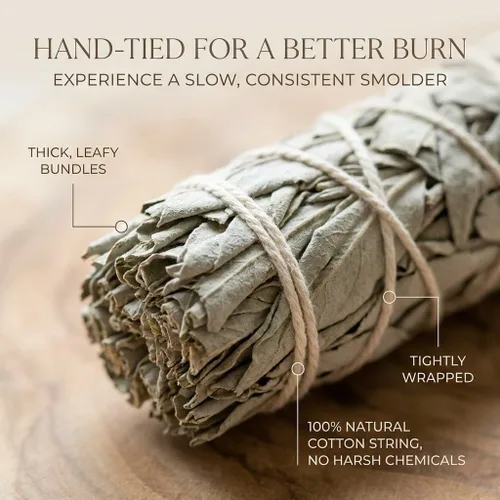 Miniatura 3 de (Paquete de 3) - New Age Smudges & Herbs - Incienso Premium de Salvia Blanca de California de 4 Pulgadas de Largo. Incienso para Limpieza del Hogar