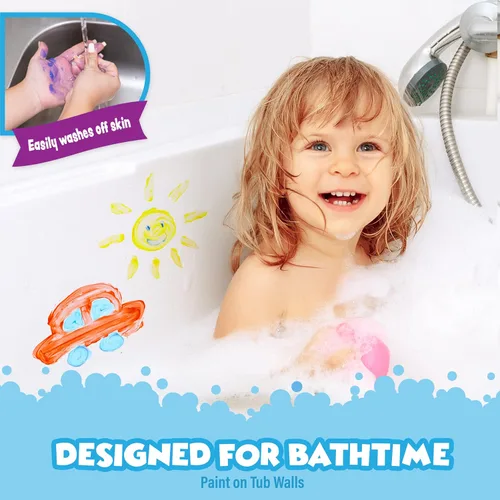 Miniatura 4 de Tub Works® Jabón de Pintura de Bañera Juguetes de Baño, Colores Divertidos Paquete de 6 No Tóxico Pintura de Bañera Lavable para Pintar