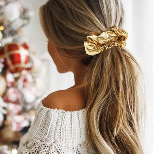 Miniatura 6 de CAKURE Bandas elásticas para el cabello, bandas elásticas para coleta de caballo de color rojo dorado, accesorios para el cabello para mujeres