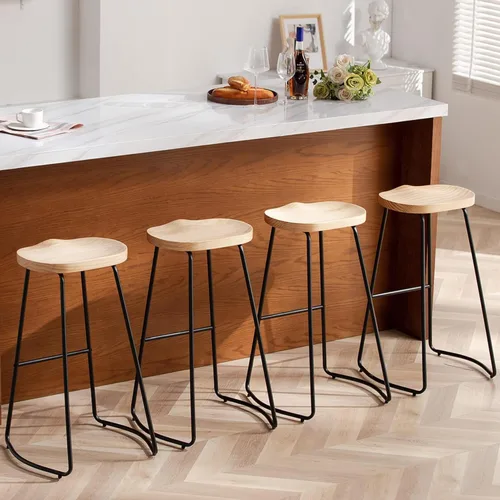 Miniatura 22 de HeuGah Juego de 2 taburetes de bar, taburetes de bar de 26" de altura de mostrador con pata de metal, taburetes de bar rústicos sin respaldo