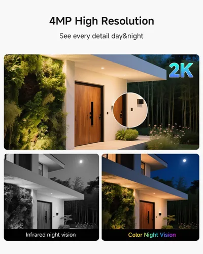 Miniatura 4 de Noorio Cámara de seguridad solar inalámbrica para exteriores, cámara WiFi con batería de 2K/4MP para seguridad en el hogar con panel solar de 5 W