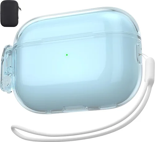 Miniatura 12 de Valkit - Funda transparente protectora para estuche de AirPods, con llavero, poliuretano termoplástico suave, a prueba de golpes, compatible