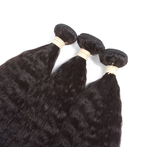 Miniatura 6 de Kerriana Paquetes de cabello humano lacio rizado, rizado lacio cosido 100% sin procesar brasileño 3 paquetes 10 pulgadas 12 pulgadas 14 pulgadas