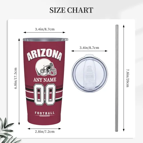Miniatura 3 de Vaso Arizona personalizado, vaso con nombre y número personalizados, taza de café de viaje de acero inoxidable que mantiene las bebidas frías