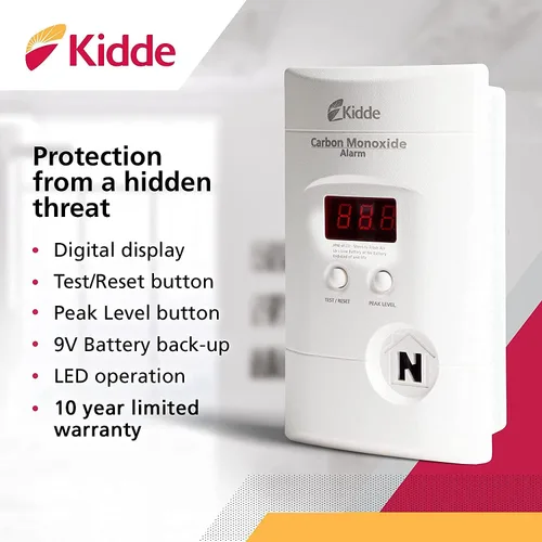 Miniatura 4 de Kidde - Detector de monóxido de carbono, enchufe de pared con respaldo de batería de 9 voltios, pantalla LED digital - 2