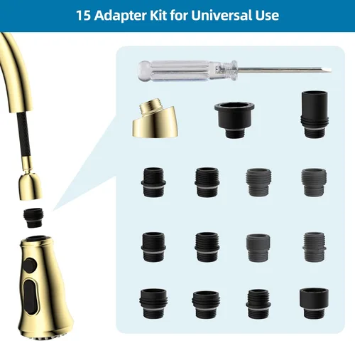 Miniatura 2 de Reemplazo universal de cabezal de grifo de cocina con 15 adaptadores compatible con estándar americano/Kohler/Moen/Delta, cabezal rociador de grifo