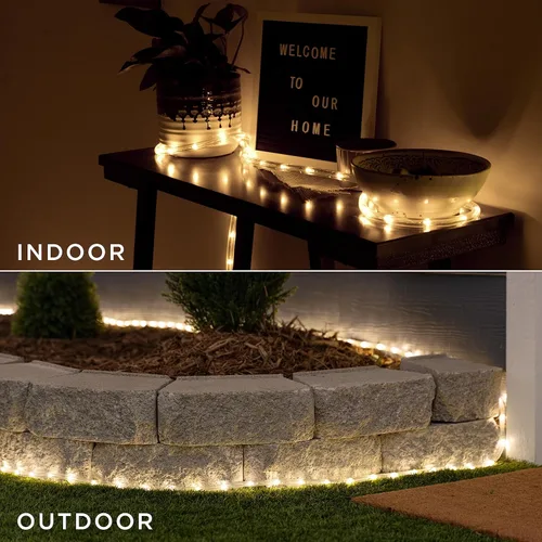 Miniatura 4 de Luces de cuerda LED UltraPro, cuerda clara clásica de 50 pies, luz blanca cálida 3000K, para interior/exterior, flexible, enlazable, duradera, luces