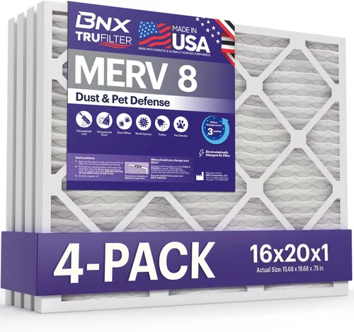 Miniatura 43 de BNX TruFilter - Filtro de aire 14 x 25 x 1 MERV 8, electrostático plisado para defensa contra polvo y mascotas, para aire acondicionado, HVAC