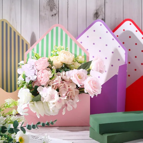 Miniatura 3 de TaoBary 16 cajas de sobres para ramo de floristería del día de la madre con bloques de espuma floral, cajas de regalo de papel, embalaje de flores