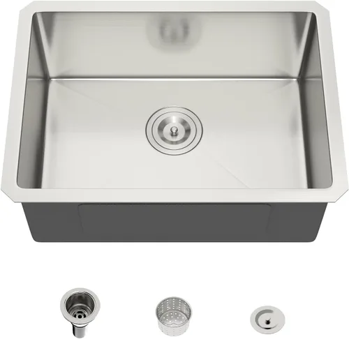 Miniatura 16 de Mocoloo Fregadero de barra de montaje inferior de 15 pulgadas, fregadero de cocina pequeño de 15 x 15 pulgadas, calibre 18, de acero inoxidable