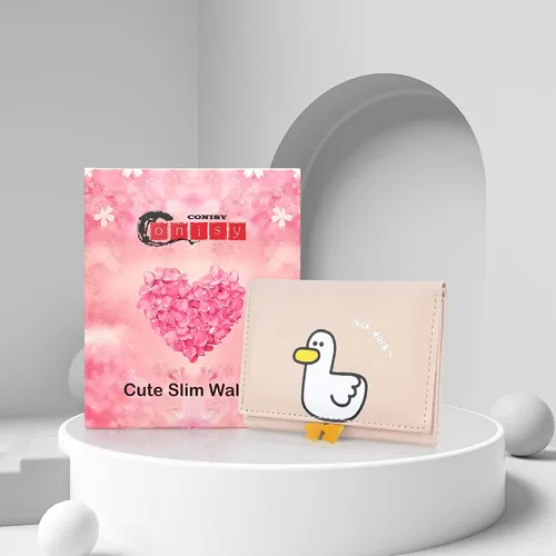 Miniatura 14 de CONISY Lindas carteras para mujer, de cuero con bloqueo RFID, pequeña cartera triple con ventana de identificación para niñas y mujeres