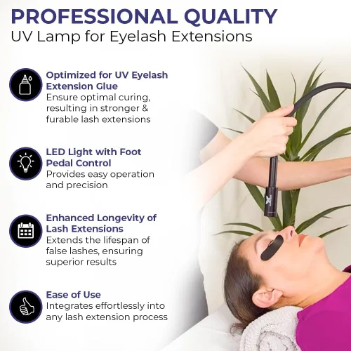 Miniatura 2 de Existing Beauty Lámpara UV para extensiones de pestañas, luz UV con control de pedal de pie, mejora la longevidad de las pestañas, para técnicos