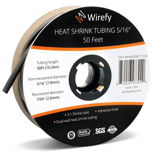 Miniatura 15 de Wirefy - Tubo termorretráctil de 3/8 pulgadas, relación 3:1, forro adhesivo, termorretráctil de grado marino, rojo, rollo de 50 pies