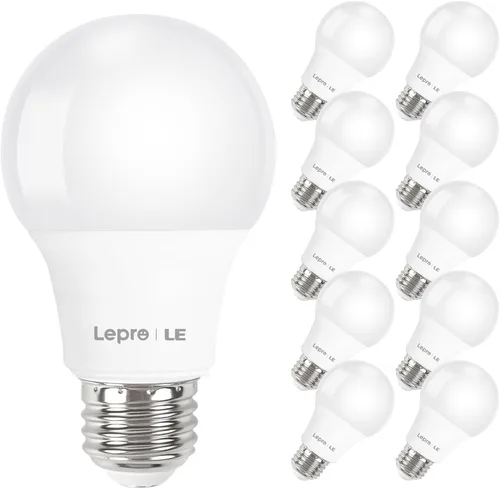 Miniatura 10 de LE Bombillas LED equivalentes a 60 W, 9 W, 800 lúmenes, no regulables, blanco cálido suave 2700 K, base media estándar A19 E26, 10000 horas de vida