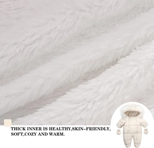 Miniatura 6 de Traje de nieve de forro polar para bebé, abrigo de invierno con capucha y guantes