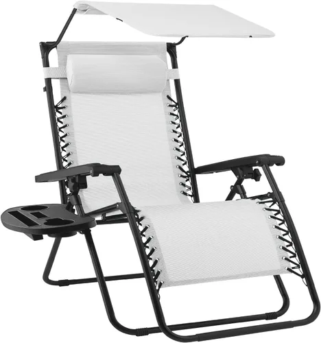 Miniatura 42 de Best Choice Products Sillón reclinable de 30 pulgadas de ancho con gravedad cero para exteriores, con toldo ajustable, reposacabezas, bandeja