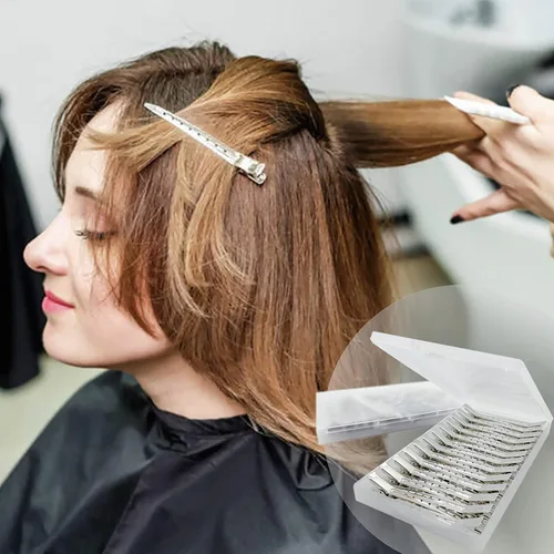 Miniatura 6 de HiJeaton 24 piezas de pinzas de metal con pico de pato para mujeres, para peinar y dividir el cabello, horquillas plateadas para cabello largo