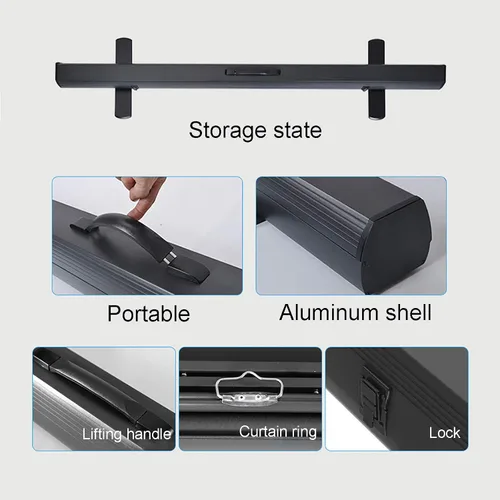 Miniatura 5 de Pantalla de proyector, portátil, independiente, para suelo, 4:3/16:9/16:10, pantalla de proyección plegable de escritorio, gran angular de 178°