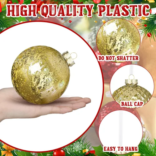 Miniatura 5 de Syhood 8 Piezas Bolas de Navidad Grandes de 4" Adornos Inastillables para Árbol de Navidad Bolas de Plástico con Acabado de Mercurio Vintage