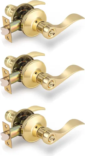 Miniatura 31 de Gobrico - Manija de puerta de privacidad negra mate, paquete de 1, palanca interior sin llave para dormitorio y baño, reversible, estilo onda/gota
