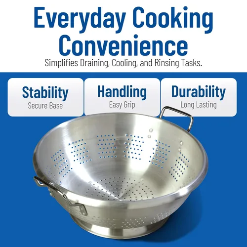Miniatura 3 de Carlisle FoodService Colador para cocina, 60277, colador de aluminio pesado de 16 cuartos de galón con asas remachadas, esenciales de cocina