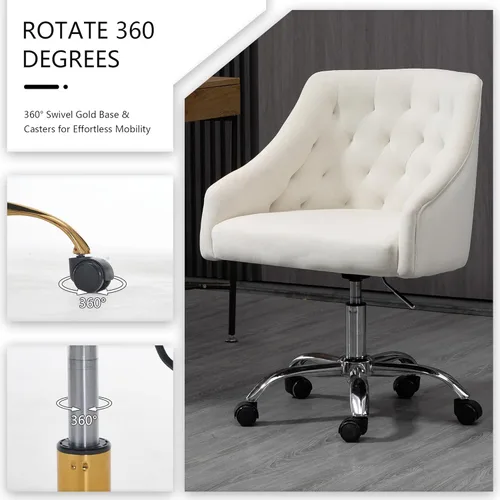 Miniatura 6 de Silla de Oficina para Hogar, Silla Giratoria Ajustable de Terciopelo, Silla Decorativa con Brazos, Adorno de Clavos, para Dormitorio, para Sala