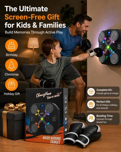 Miniatura 4 de Music Boxing Machine for Kids-Interactive Wall Mounted Punching Target with Sound & Lights,Smart Boxing Trainer Machine Fitness Game Gymnastics