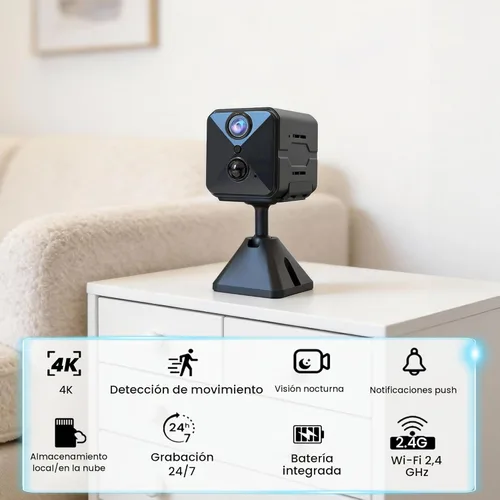 Miniatura 2 de aidowocam Mini cámara de seguridad 4K HD mejorada 2026, cámara inalámbrica WiFi para interiores con visión nocturna, detección de movimiento, visión