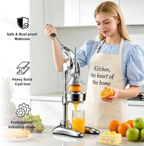 Miniatura 7 de Prensa manual de exprimidor manual de hierro fundido de alta resistencia, exprimidor profesional de cítricos, para exprimidor de frutas cítricas
