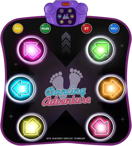 Flooyes Alfombra de baile, juguetes para niños de 3 a 12 años, almohadilla de baile electrónica con 6 botones luminosos inalámbricos Bluetooth,