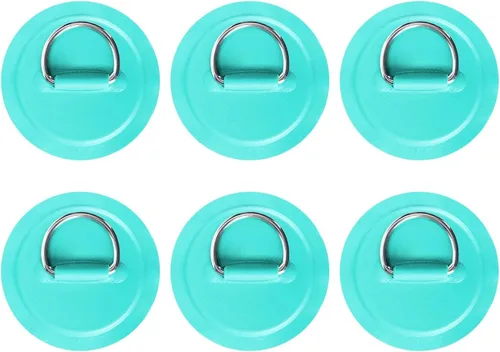 LOOEEL Paquete de 6 parches circulares de acero inoxidable con anillo en D para lancha inflable de PVC, kayak, SUP, canoa, cubierta, accesorios para