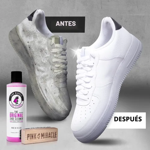 Miniatura 2 de Kit de Limpiador de Zapatos Pink Miracle con Botella y Cepillo para Limpiador de Tela para Cuero, Blancos, Ante y Zapatillas Deportivas de Nubuck