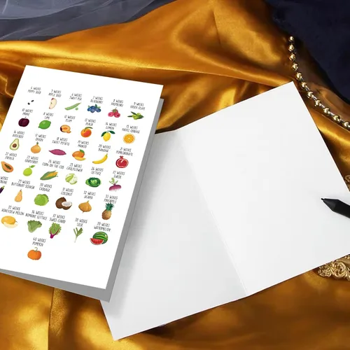 Miniatura 5 de Divertida tarjeta de baby shower de frutas y verduras, tarjeta de felicitación de embarazo para pareja, nueva tarjeta de bebé para mamá, papá