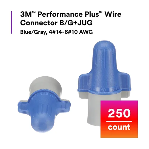 Miniatura 2 de 3M(TM) Performance Plus, conector de alambre B/G+JUG, azul/gris, 14-6 AWG (paquete x 250 unidades)