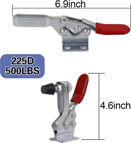 Miniatura 2 de KEILEOHO 6 abrazaderas de palanca 225D, abrazadera de sujeción de 500 libras, abrazadera de cierre horizontal de liberación rápida, abrazadera