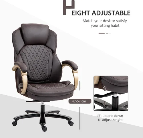 Miniatura 4 de Vinsetto Silla de oficina ejecutiva grande y alta con asiento ancho, silla de escritorio para computadora con respaldo alto costuras de diamante