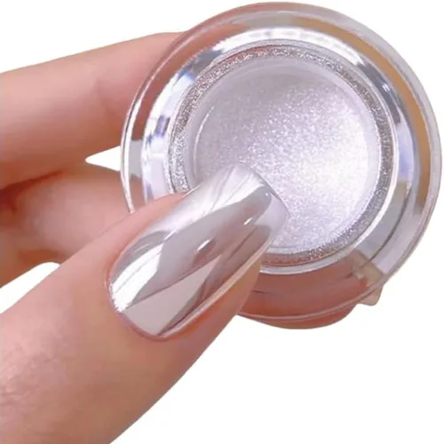 Pretty Diva Polvo de Uñas Cromado Blanco - 1g Efecto Espejo Super Brillante de Luz Lunar Blanca, Polvo de Cromo para Uñas de Calidad de Salón, Luz