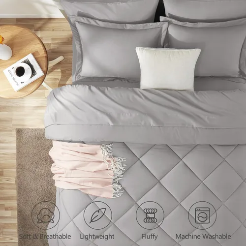Miniatura 268 de CozyLux Juego de edredón tamaño King, color naranja quemado, toda la ropa de cama en una sola bolsa, 7 piezas: edredón, fundas de almohada