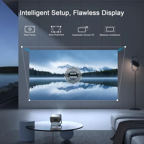 Miniatura 3 de [Compatible con Netflix y TOF en tiempo real Focus] Mini proyector con WiFi y Bluetooth, proyector inteligente XuanPad gris claro soporte 4K, Dolby